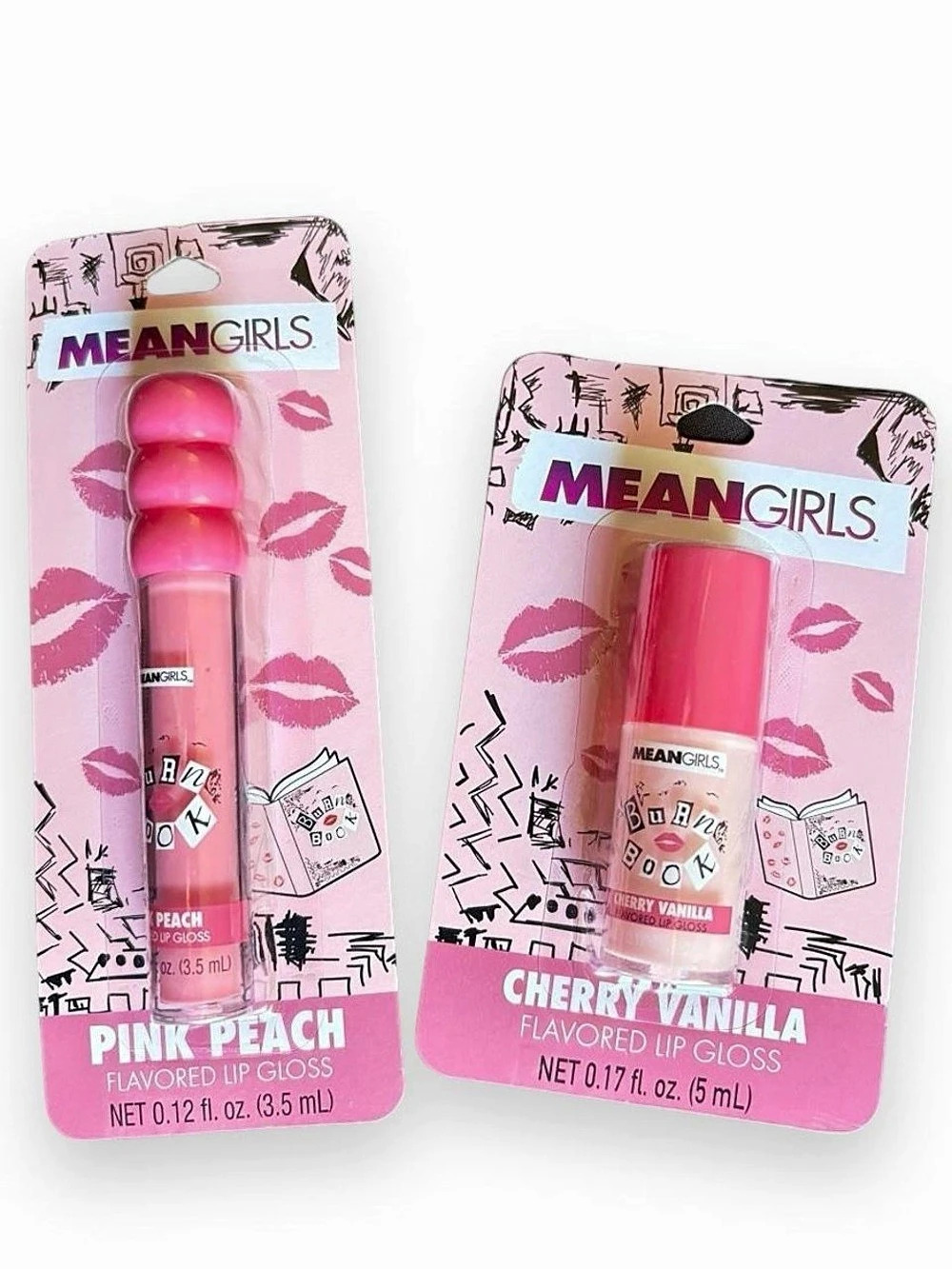 Mean Girls Flavored Lip Gloss Duo Pink Peach & Cherry Vanilla NWT